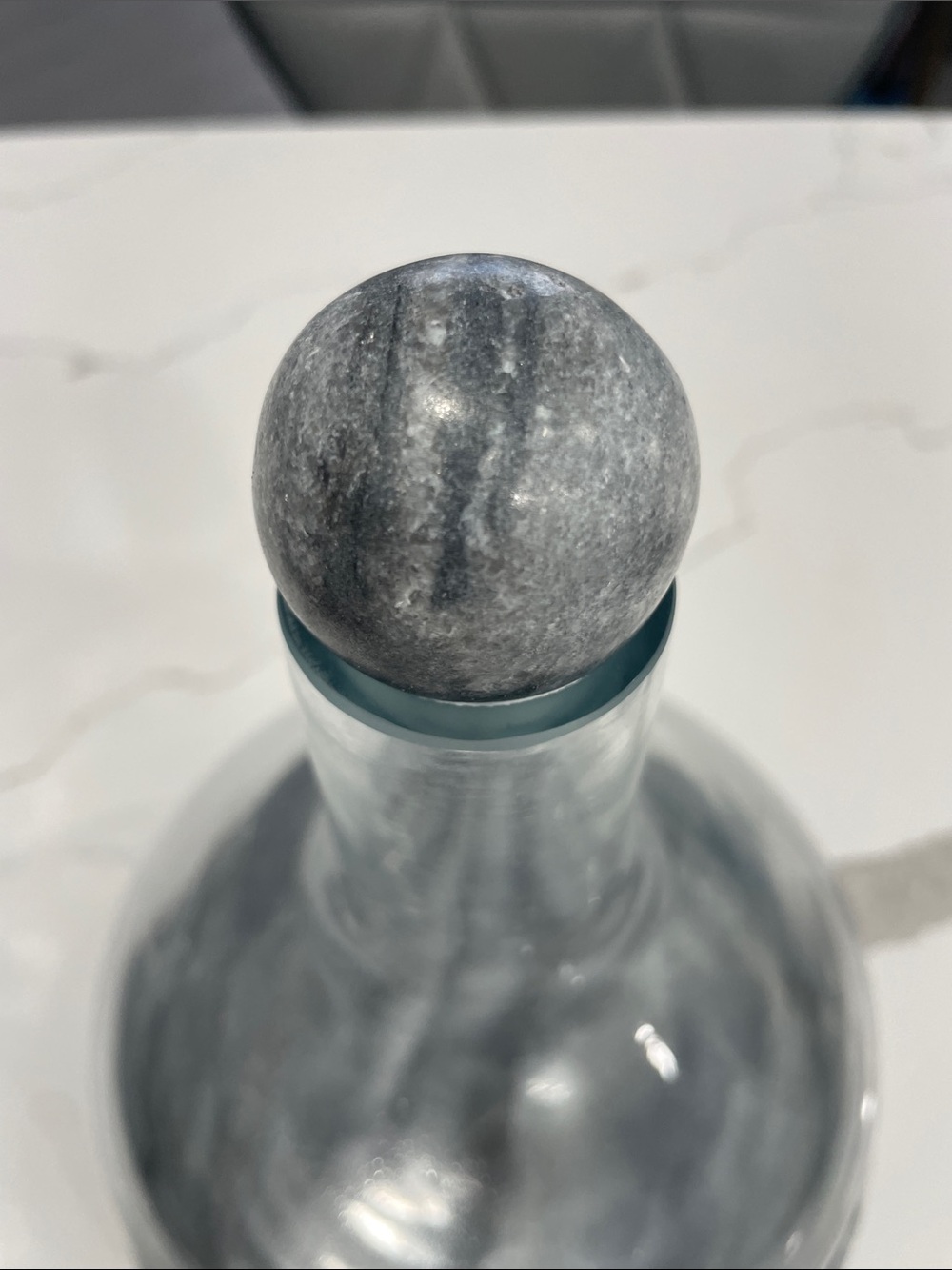 Glass Decanter with Gray Marble Stopper and Base - Picture 6 of 6